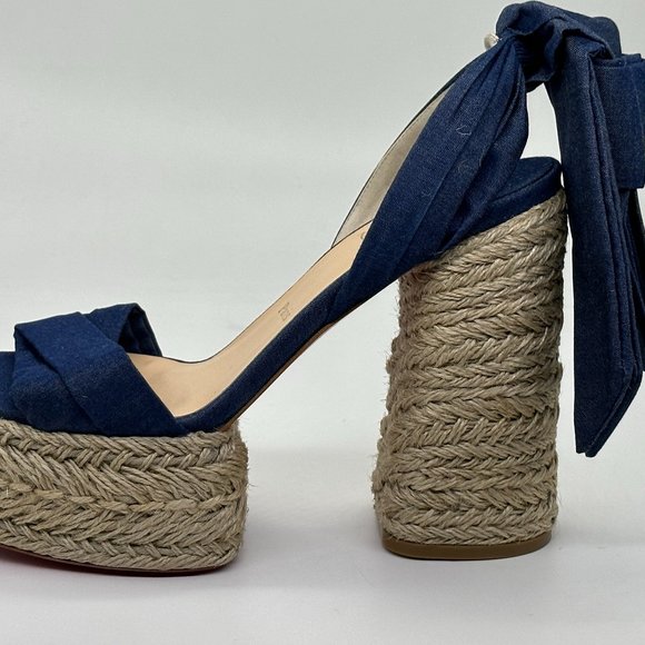 Christian Louboutin MARIZA DU DESERT Platform Heels Espadrille Sandal Shoes - Picture 4 of 13